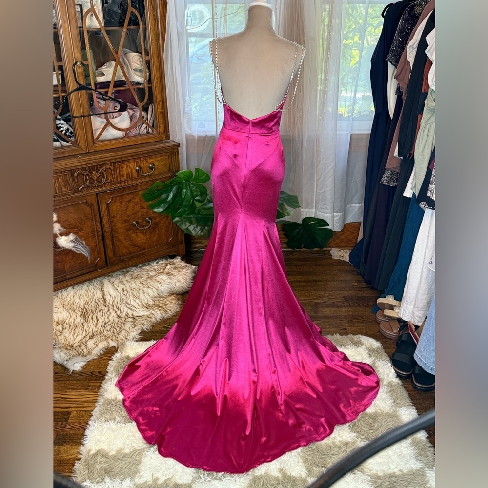 Ieena x Mac Duggal Pink Satin Evening Gown - Picture 3 of 8
